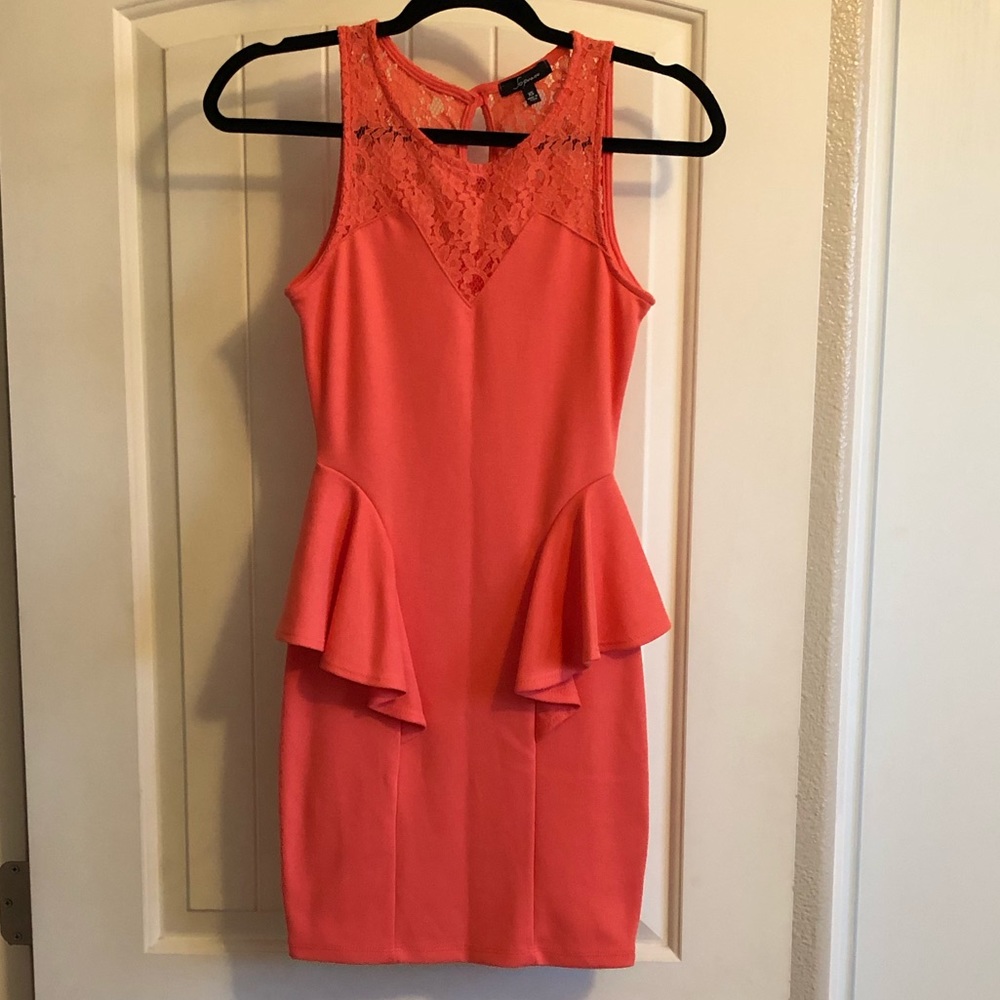 Coral Peach Peplum Mini Dress